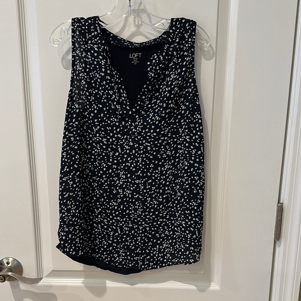 LOFT Black and White Sleeveless Tank Top